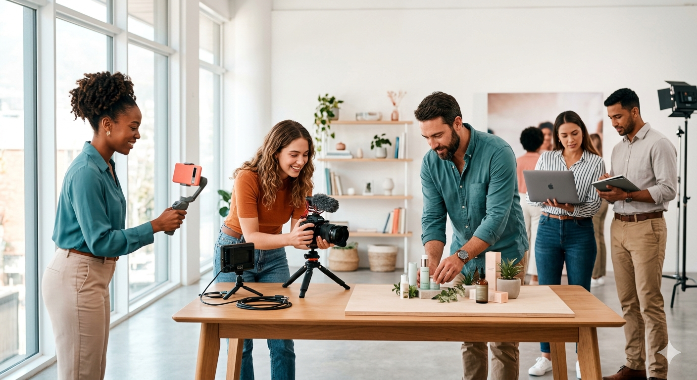 L'équipe SP Media en plein shooting de contenu
